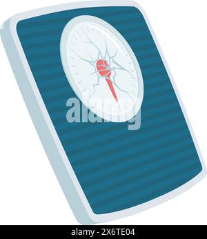 Broken weighing scale, weight loss and diet failure concept Stock Vector
