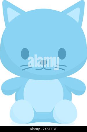 Cute blue happy cat plush toy, isolated Stock Vector