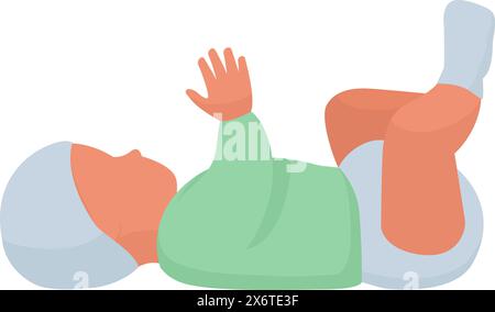 Cute baby lying on his back, he is moving legs and hands Stock Vector