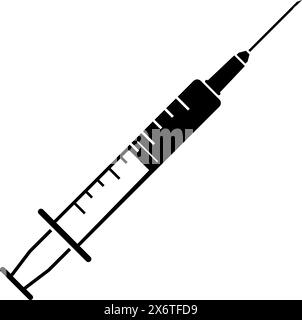 One color loaded syringe icon: drugs and medicine concept Stock Vector