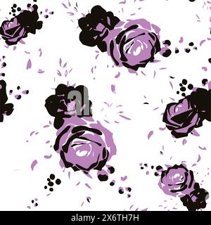 Floral seamless pattern with big flowers and Vector illustration. Stock Vector