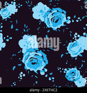 Floral seamless pattern with big flowers and Vector illustration. Stock Vector