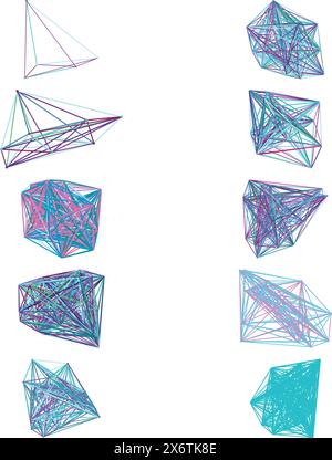 A set of abstract isolated futuristic node network connection design elements. Stock Vector