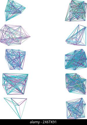 A set of abstract isolated futuristic node network connection design elements. Stock Vector