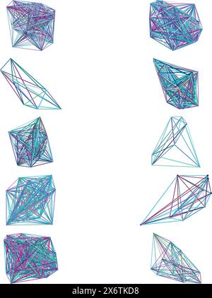 A set of abstract isolated futuristic node network connection design elements. Stock Vector