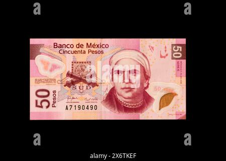 Mexico, North America.  Fifty Pesos Banknote showing Jose Maria Morelos, a 19th-century leader of Mexico's War of Independence. Stock Photo