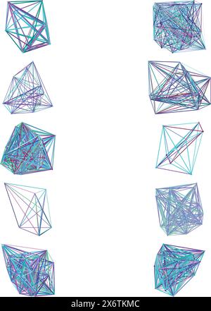 A set of abstract isolated futuristic node network connection design elements. Stock Vector