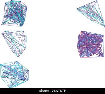 A set of abstract isolated futuristic node network connection design elements. Stock Vector