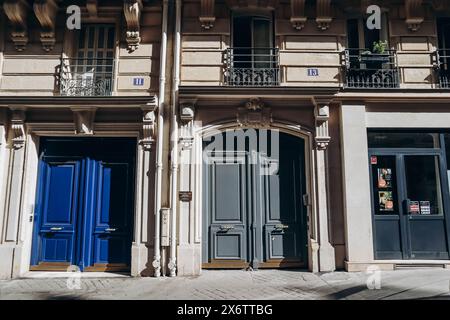 Paris, France - October 1, 2023: Beautiful Parisian doors in the 7th arrondissement of Paris Stock Photo