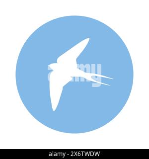 Martin bird silhouette on blue sky. Vector illustration Stock Vector