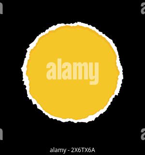 Cut and torn paper round shape template with empty space for text. Black and yellow template. Vector illustration Stock Vector