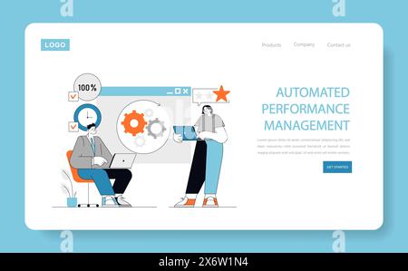 Optimize Workflow With Technology Automated Performance Management concept Professionals optimize ...