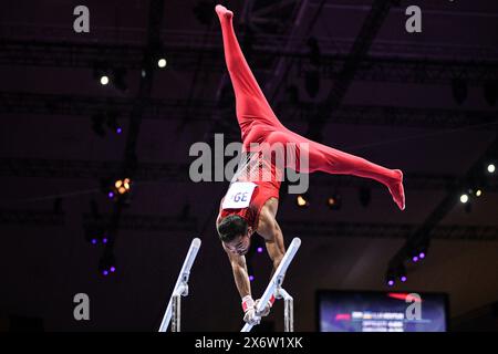 Ferhat Arican (Turkey). Artistic Gymnastics, Men's Parallel bars finals. European Championships Munich 2022 Stock Photo