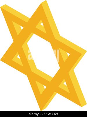 Vector illustration of a golden star of david, symbol of judaism and jewish identity Stock Vector