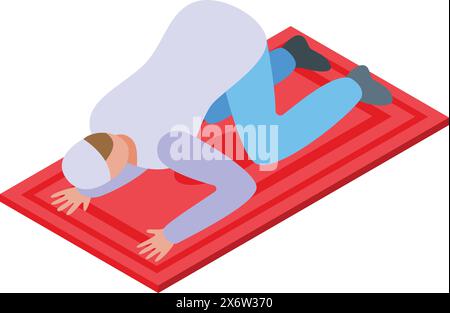 Isometric yoga practice illustration for wellness and fitness with tranquility, peace, and serenity concept Stock Vector