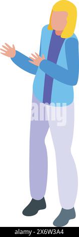 Isometric vector of a professional woman presenting, with a casual yet confident stance Stock Vector