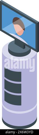 Digital vector illustration of an isometric webcam mounted on a tripod, isolated on white Stock Vector