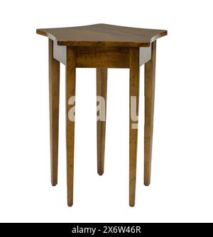 close up of a soft grey fabric stool with wooden legs isolated on white background. clipping path included. modern stool for bar, restaurant, kitchen. Stock Photo