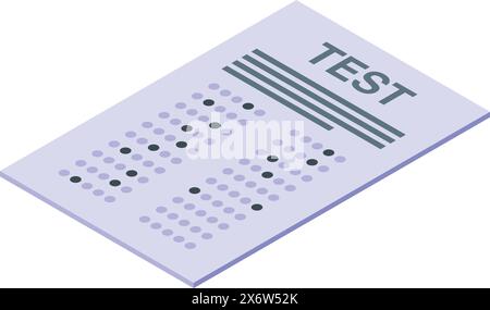 Isometric vector of a standardized test answer sheet with multiplechoice bubbles Stock Vector
