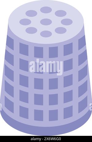 3d digital illustration of a purple thimble, presented in isometric view Stock Vector