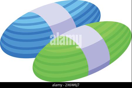 Graphic image of two striped easter eggs in vibrant colors Stock Vector