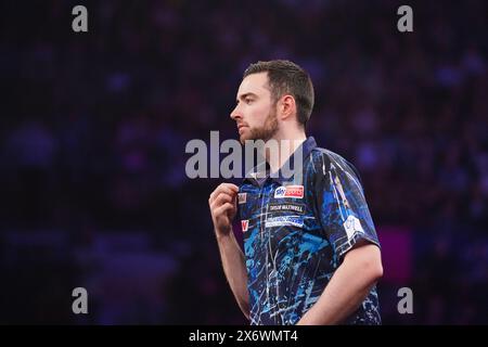 Sheffield, UK. 16th May, 2024. Luke Humphries during the 2024 BetMGM Premier League Darts, Night 16, Sheffield at Utilita Arena, Sheffield, England, United Kingdom on 16 May 2024 Credit: Every Second Media/Alamy Live News Stock Photo