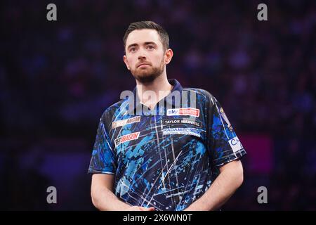 Sheffield, UK. 16th May, 2024. Luke Humphries during the 2024 BetMGM Premier League Darts, Night 16, Sheffield at Utilita Arena, Sheffield, England, United Kingdom on 16 May 2024 Credit: Every Second Media/Alamy Live News Stock Photo