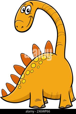 Cartoon illustration of cute dinosaur prehistoric animal character Stock Vector