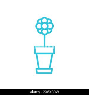 Potted Flower icon. Isolated on white background. From blue icon set. Stock Vector