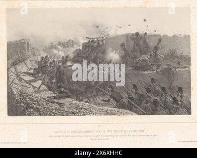 Retreating and deceased Roman soldiers in the trenches, June 12, 1849, Sortie de la garnison romaine vers la face droite de la demi lune (...) June 12, 1849 (title on object), Expedition to and siege of Rome (series title), Expédition et siege de Rome (series title), print, print maker: Denis Auguste Marie Raffet, (mentioned on object), printer: Auguste Bry, (mentioned on object), publisher: Gihaut frères, (mentioned on object), Paris, 1854, paper, height, 373 mm × width, 507 mm Stock Photo