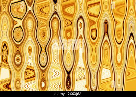 close up of golden illustration abstract wavy flowing background Stock Photo