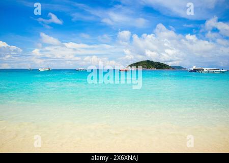 Similan islands - November 10, 2023: Cruise boats near the Similan Islands with paradise views, snorkeling and diving spots Stock Photo