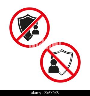 No user profile access. Vector privacy icons. Security warning set. Stock Vector
