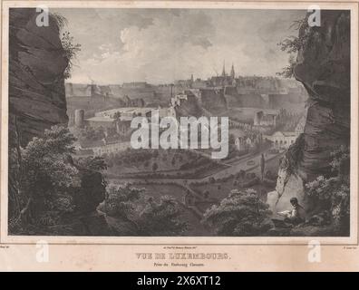 View of the Clausen district in Luxembourg, Vues de Luxembourg, prize du Faubourg Clausen (title on object), print, print maker: Paulus Lauters, (mentioned on object), after drawing by: Jean-Baptiste Fresez, (mentioned on object), printer: Antoine Dewasme-Plétinckx, (mentioned on object), Brussels, 1816 - 1851, paper, height, 403 mm × width, 542 mm Stock Photo