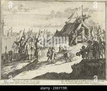 King William III of England crossing the Boyne, on horseback at the ...