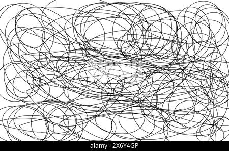 Tangled chaos abstract hand drawn messy scribble ball vector