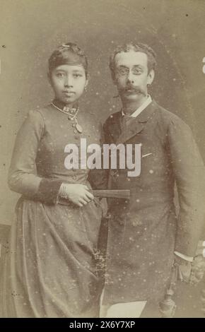 Java 1890 Studio portrait of a couple, a Javanese woman and a European man Stock ...