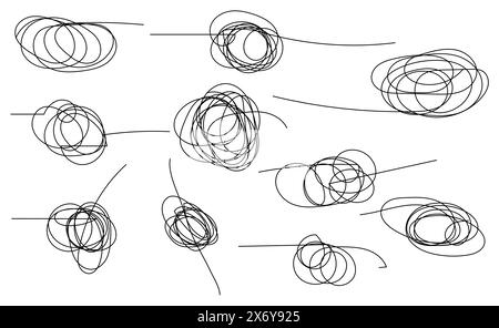 Hand drawing insane tangled scribble random chaotic lines. Stock Vector