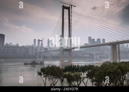 JANUARY 25, 2021, CHONGQING, CHINA: The bridge and business district of Chongqing, China Stock Photo