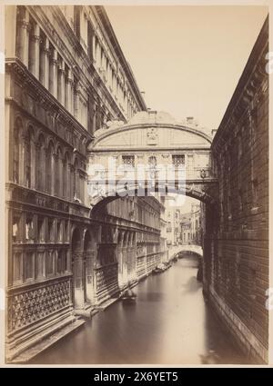 Bridge of Sighs in Venice, Italy, Ponte dei Sospiri (title on object), photograph, Carlo Ponti, (mentioned on object), Venice, 1852 - 1893, cardboard, albumen print, height, 305 mm × width, 440 mm Stock Photo