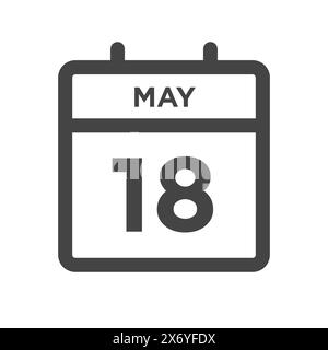 May 18 Calendar Day or Calender Date for Deadline and Appointment Stock Vector