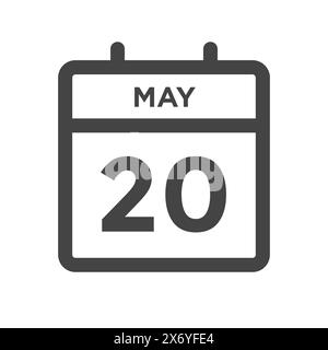 May 20 Calendar Day or Calender Date for Deadline, or Appointment Stock Vector