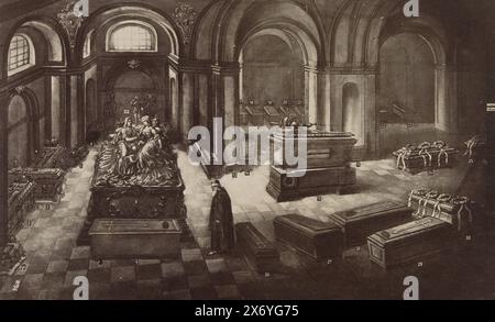 Photo reproduction of a drawing of the imperial crypt under the Capuchin Church in Vienna, Austria, Kaiserl. Gruft bei den Capuzinern (title on object), Wien (series title on object), photograph, anonymous, after drawing by: anonymous, 1851 - 1900, cardboard, albumen print, height, 306 mm × width, 373 mm Stock Photo