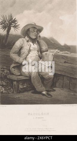 Portrait of Napoleon Bonaparte, sitting in Saint Helena, Napoléon (title on object), print, print maker: Samuel William Reynolds (I), (mentioned on object), after painting by: Horace Vernet, (mentioned on object), publisher: John Henry Rittner, (mentioned on object), publisher: London, publisher: Paris, 1825 - 1840, paper, etching, height, 402 mm × width, 264 mm Stock Photo