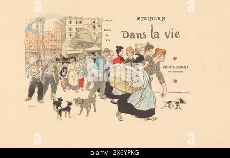 Cover for prints about everyday life, Daily life (series title), Dans la vie (series title on object), print, print maker: Théophile Alexandre Steinlen, (mentioned on object), printer: A. Gautherin, publisher: P. Sevin, Paris, 1901, paper, height, 534 mm × width, 380 mm Stock Photo