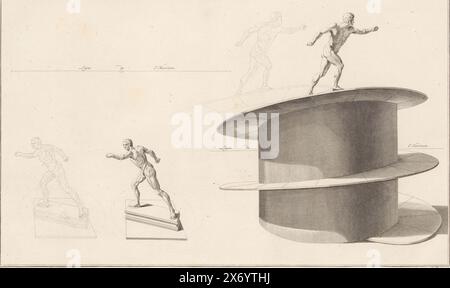 Two gladiators, drawn with a high and low horizon, Jan Punt, 1778 print ...