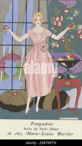 La Guirlande, Nov. 1919: Pompadour (...), Dress by Marie-Louise Barclay. Print from the magazine La Guirlande, Album mensuel d'art et de la litterature (1919-1920)., print maker: anonymous, after drawing by: Umberto Brunelleschi, (mentioned on object), Paris, 1919, paper, engraving, height, 285 mm × width, 189 mm Stock Photo