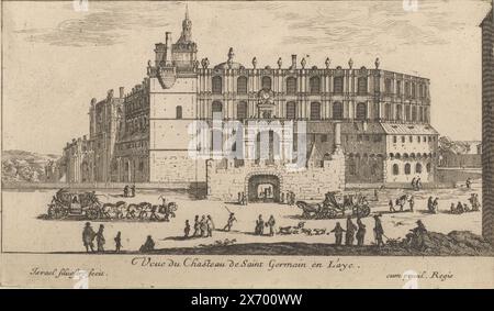 View of the castle of Saint-Germain-en-Laye, Veue du Chasteau de Saint Germain en Laye (title on object), Various views of buildings (series title), print, print maker: Israël Silvestre, (mentioned on object), Lodewijk XIV (koning van Frankrijk), (mentioned on object), France, c. 1657, paper, etching, height, 115 mm × width, 197 mm Stock Photo