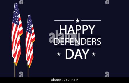 Celebrate Defenders Day in Style with American Flag Text Stock Vector