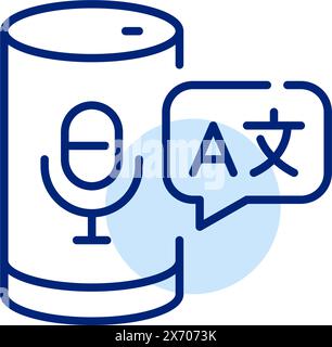 Voice assistant pod with languages symbol. Artificial intelligence service with online translation. Pixel perfect vector Stock Vector